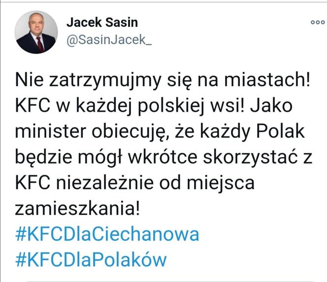 Fałszywe konto Jacka Sasina