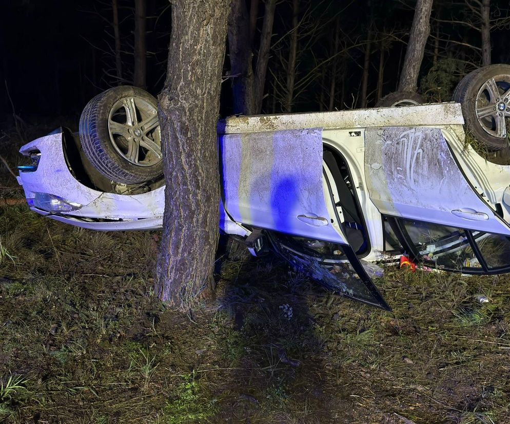 Straszliwe dachowanie na DK 10! W środku pojazdu były dzieci