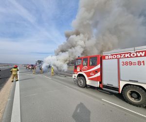 Pożar autokaru na autostradzie A2. Dzieci jechały nim na wycieczkę do Warszawy