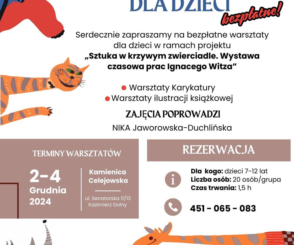 Bezpłatne warsztaty artystyczne dla dzieci - plakat