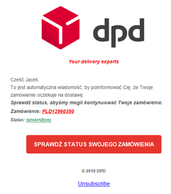 DPD - fałszywy mail