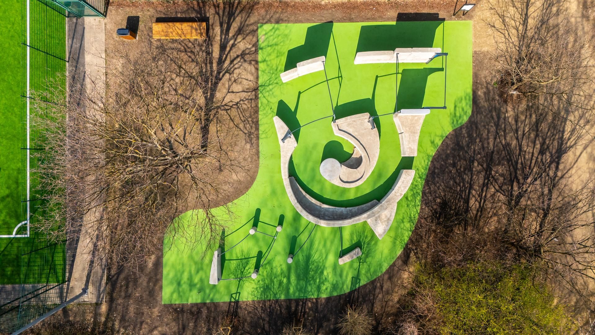 Flowpark do ćwiczenia parkouru, park Przy Bażantarni