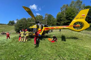 Wypadek ciągnika w Wierchomli 
