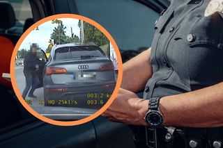 Zaspał do pracy, wyprzedził policję, wysiadł... a samochód sam odjechał. Wszystko się nagrało 