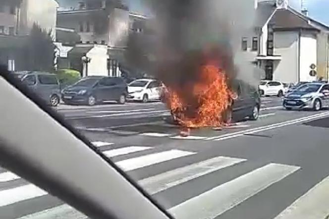 Rzeszów: Spłonął samochód! Renault stanął w płomieniach obok ZUS-u [WIDEO INTERNAUTY]