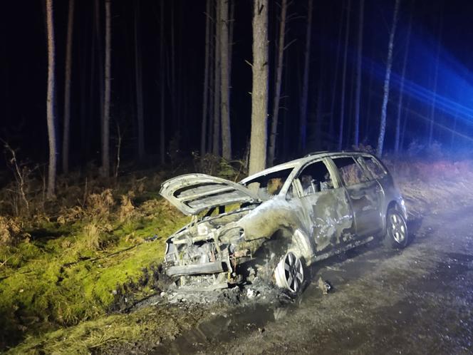 Tragiczny pożar samochodu niedaleko Krzeszyc. Nie żyje jedna osoba