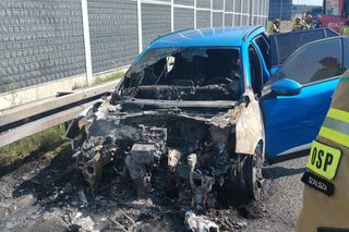 Pożar osobówki na A1