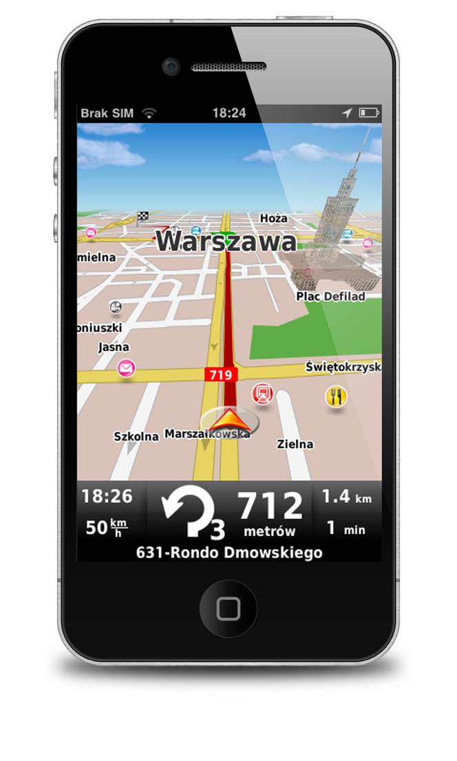 Mapa do nawigacji GPS na iPhone