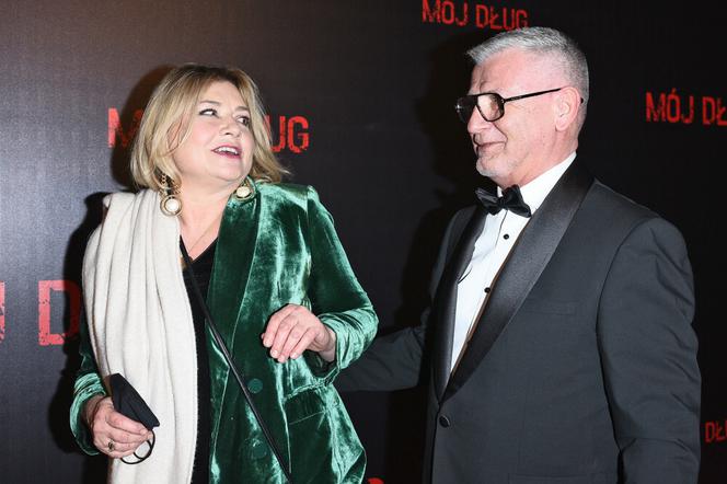 Małgorzata Ostrowska-Królikowska i Bogusław Job na premierze filmu "Mój dług"