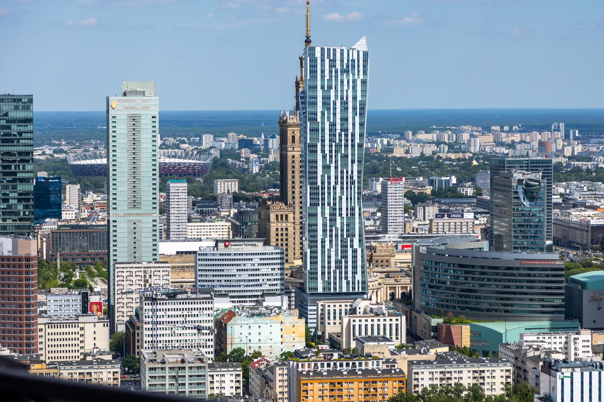 Panorama Warszawy z wieżowca Skyliner