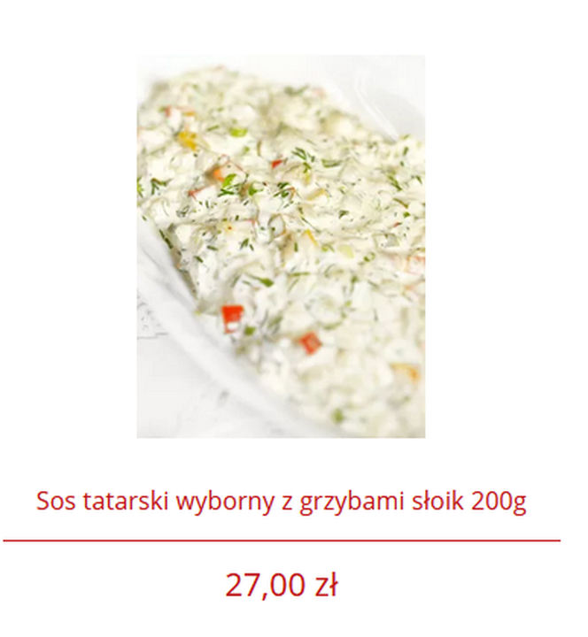 Słoiczek sosu tatarskiego to koszt 27 złotych