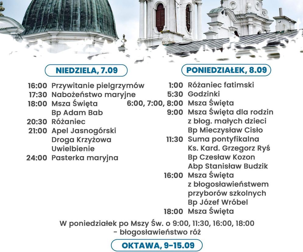 Uroczystości odpustowe w Sanktuarium Maryjnym w Chełmie - plakat
