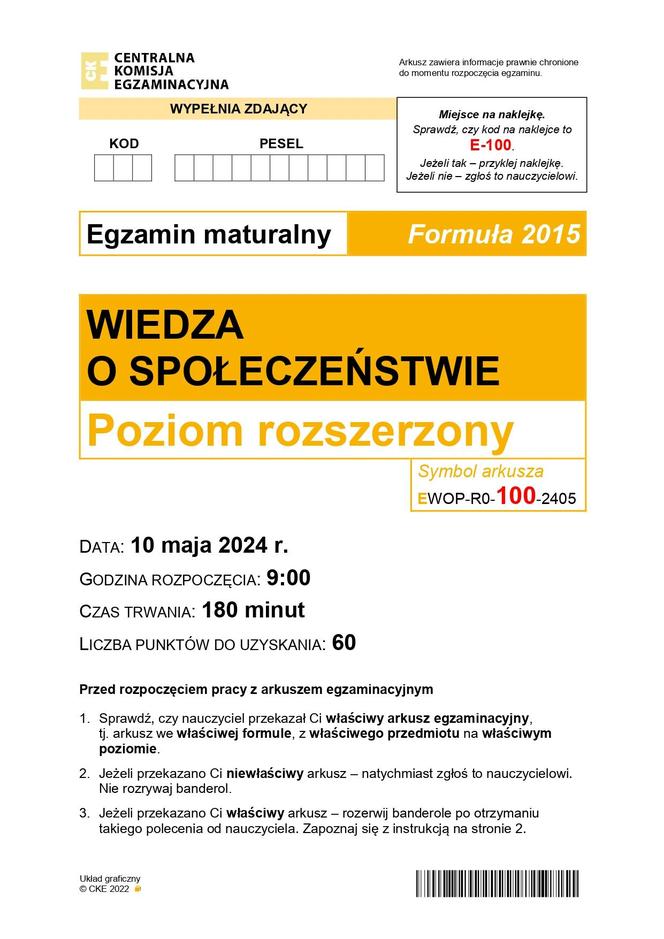 WOS 2024 - matura, arkusze CKE (formuła 2015)