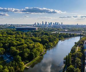 Widok z lotu ptaka na Park Skaryszewski 