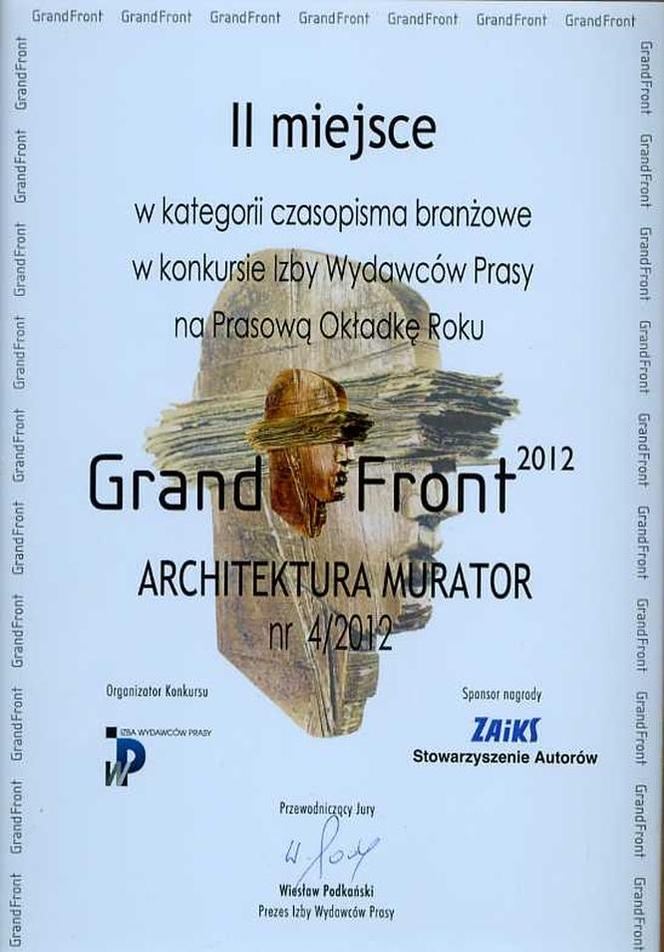GrandFront 2012, II nagroda w konkursie w kategorii czasopism branżowych