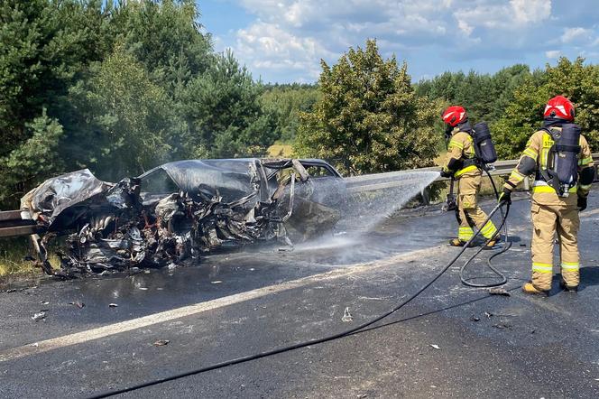 Kierowca spłonął razem z autem. Droga krajowa w woj. lubelskim całkowicie zablokowana!