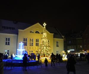 Świąteczne iluminacje w Olsztynie zachwycają. Prawdziwą „gwiazdą” jest choinka na starówce [ZDJĘCIA]