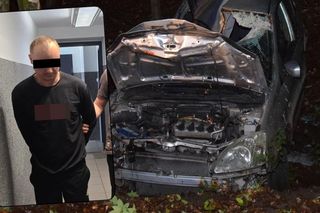 Zginęła pasażerka, kierowca uciekł z miejsca wypadku. 35-latek ukrywał się w lesie