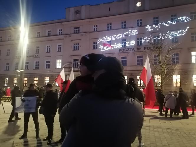 Marsz Pamięci Żołneirzy Wyklętych w Lublinie. Wcześniej odbył się laserowy pokaz