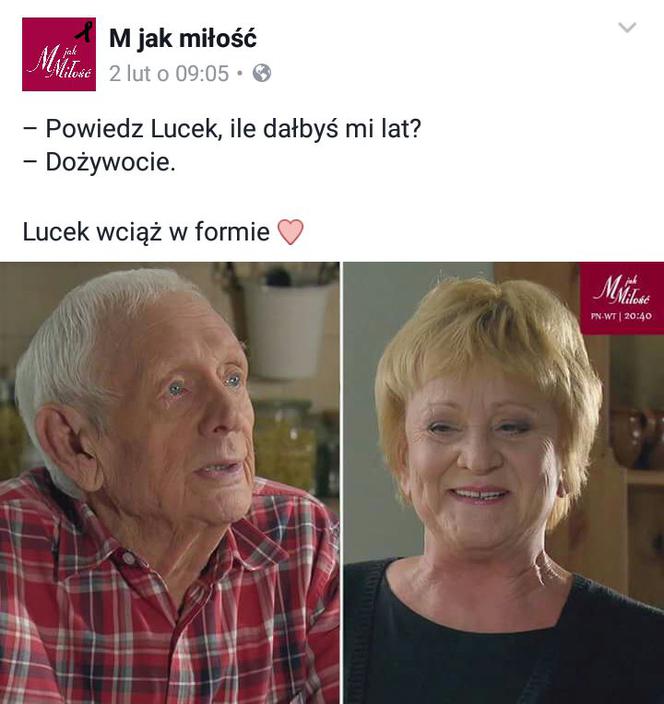 M jak miłość, Lucjan (Witold Pyrkosz), Kisielowa (Małgorzata Różniatowska)