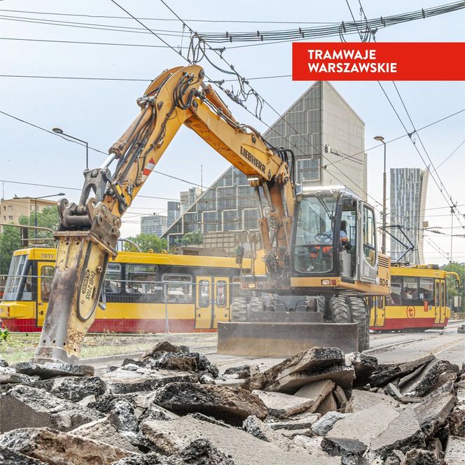 Tramwajowy remont pl. Zawiszy w Warszawie