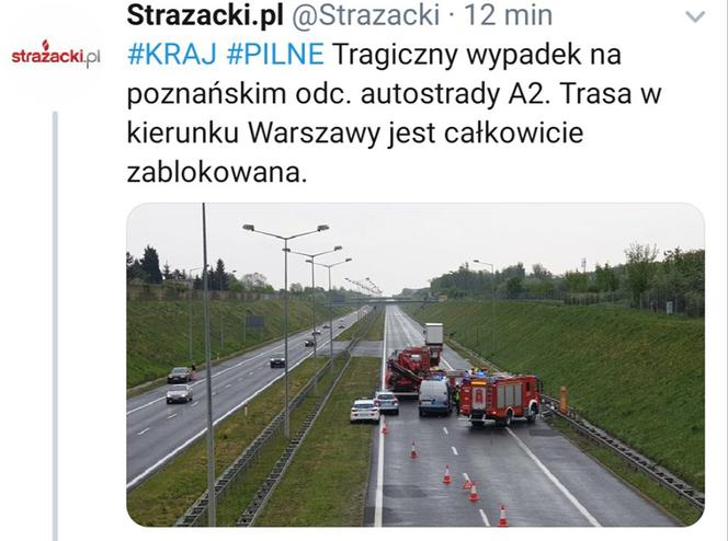 Wypadek na A2 pod Poznaniem