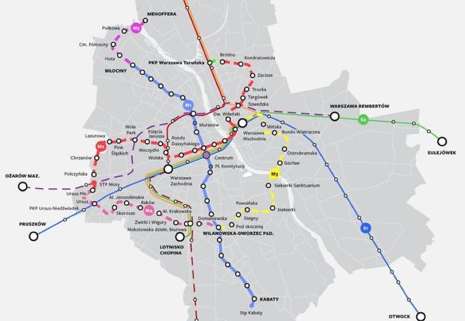 Plan sieci metra z 2018 r.