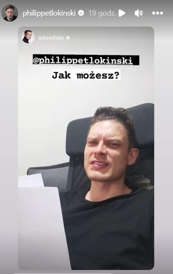 Adam Fidusiewicz na profilu Radka (Philippe Tłokiński) z M jak miłość na Instagramie