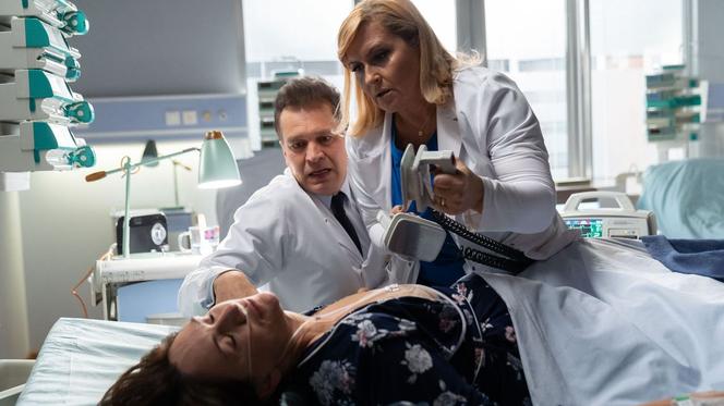 Na dobre i na złe, odcinek 802: Kasia Smuda (Ilona Ostrowska), Falkowicz (Michał Żebrowski), Alina Fisher (Katarzyna Skrzynecka)