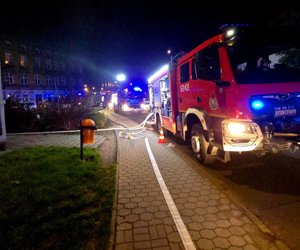 Pożar budynku w centrum Tarnowskich Gór