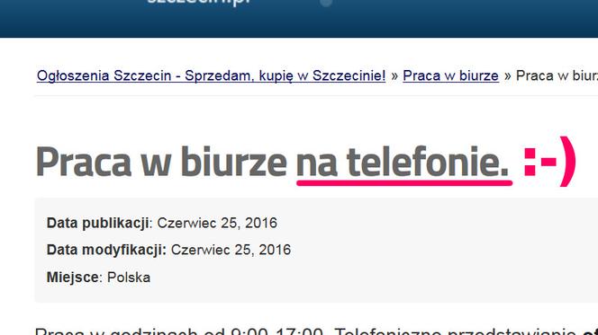 Praca na telefonie