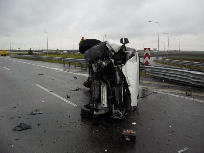 Wypadek na autostradzie w Kaszycach