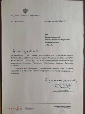 Decyzja o odwołaniu ze stanowiska Tomasza Augustyniaka