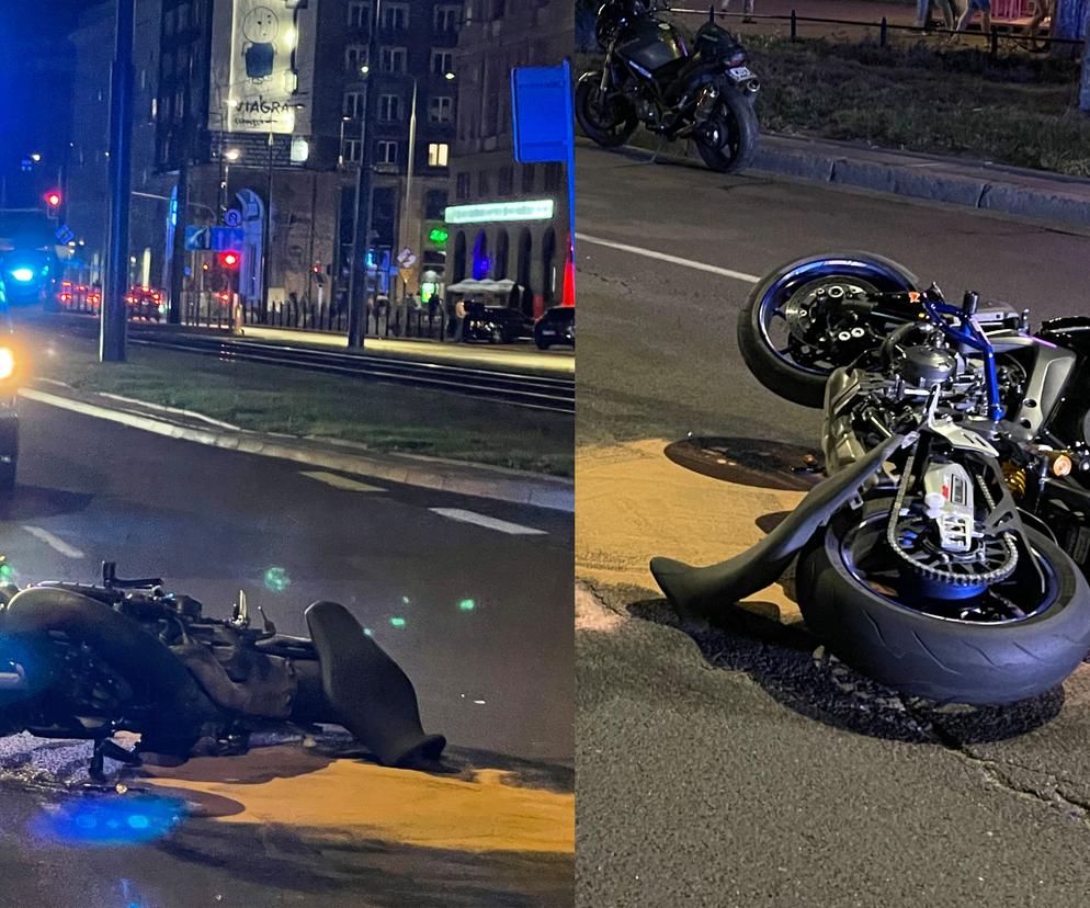 Poważny wypadek z udziałem motocyklisty na al. Jana Pawła II w Warszawie. Jedna osoba ranna