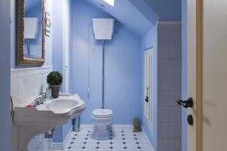 Błękitne ściany w łazience w stylu angielskim