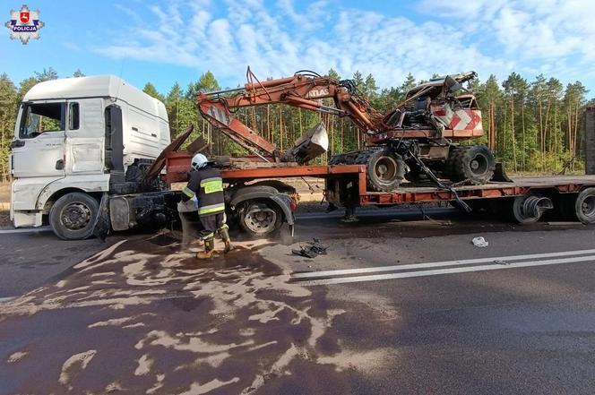 Śmiertelny wypadek na drodze krajowej w Annówce. Czołowe zderzenie dwóch tirów [ZDJĘCIA]