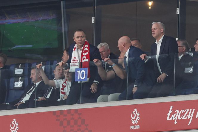 Karol Nawrocki i Kacper Meyna na meczu Polska - Finlandia
