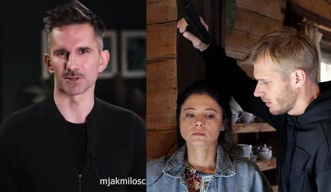 M jak miłość. Kamil (Marcin Bosak), Artur (Tomasz Ciachorowski), Iza (Adriana Kalska)