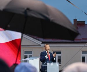 Karol Nawrocki na zorganizowanej przez telewizję Republika debacie przedwyborczej w Końskich