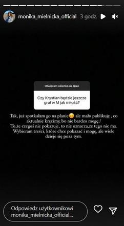 M jak miłość na planie. Monika Mielnicka (Lilka) o powrocie Mateusza (Krystian Domagała)