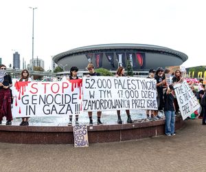 Protesty przed Polska - Izrael na Eurobasket 2025