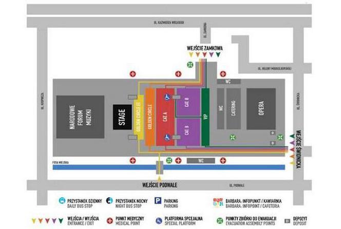 Plan organizacji widowni na placu Wolności