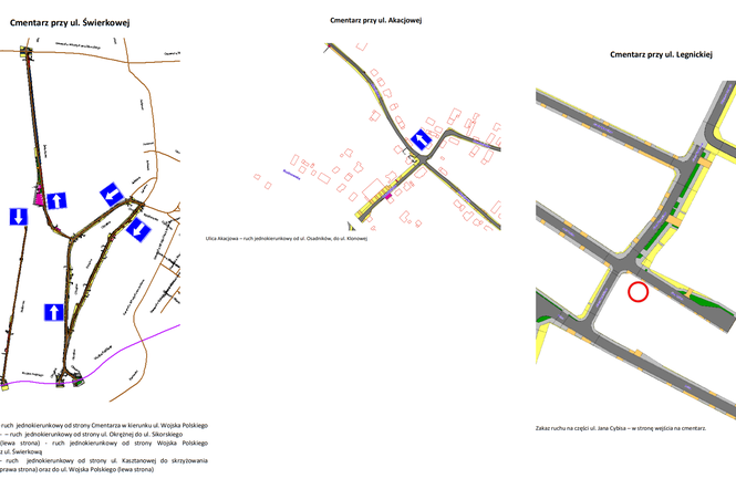 Mapka ulic przy głogowskich cmentarzach
