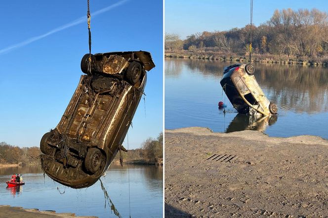 Wypadek we Wrocławiu. Auto wjechało do Odry. Wyciągnięto je po 3 miesiącach [ZDJĘCIA].