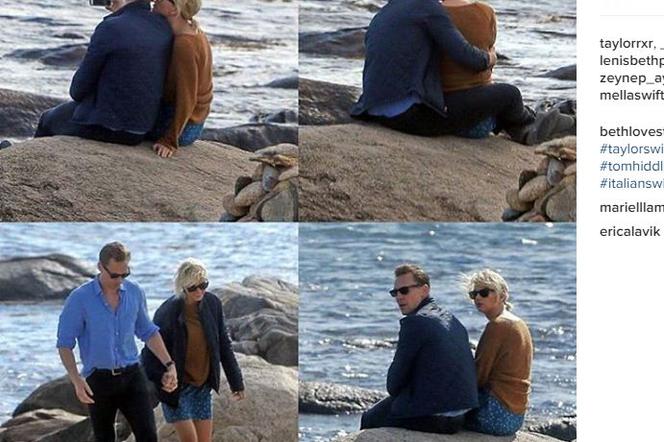 Taylor Swift i Tom Hiddleston całują się na plaży