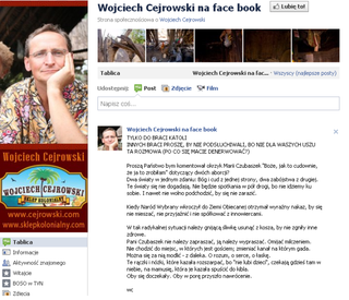 Wojciech Cejrowski - wpis na Facebooku