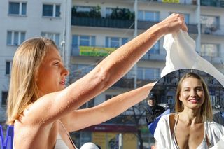 Joanna Moro zrzuciła ubrania w centrum miasta. Gwiazda wskoczyła do wanny!