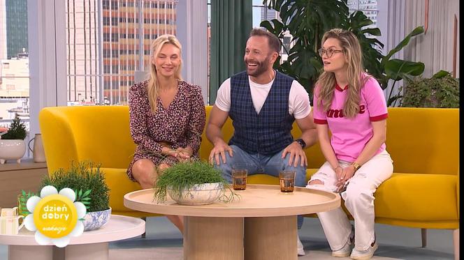 Aktorzy Na Wspólnej w Dzień Dobry TVN. Monika (Sylwia Gliwa), Kuba (Przemysław Cypryański), Kasia (Julia Chatys)