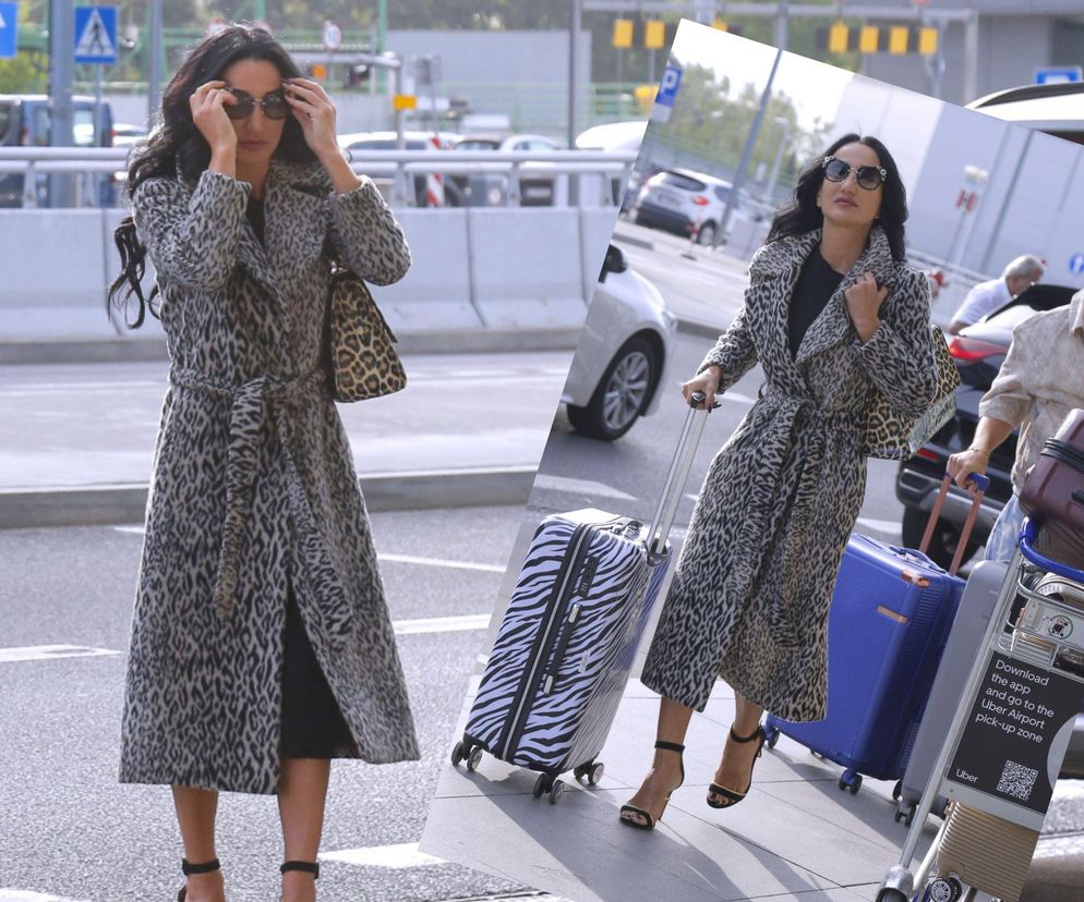 Justyna Steczkowska leci na Eurowizję! Na lotnisku pojawiła się z panterkowym stroju i masą walizek