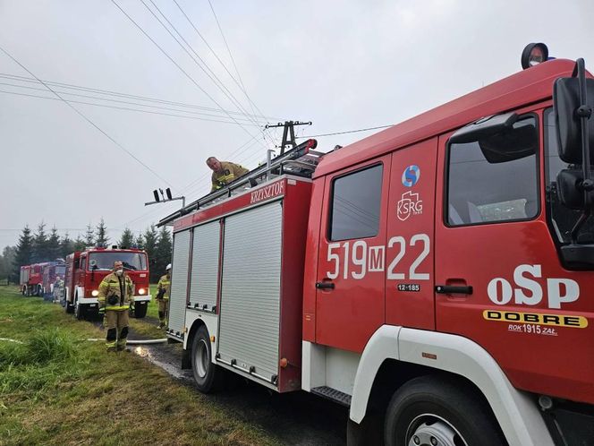 Pożar budynku gospodarczego, Rudzienko, gmina Dobre, powiat Miński